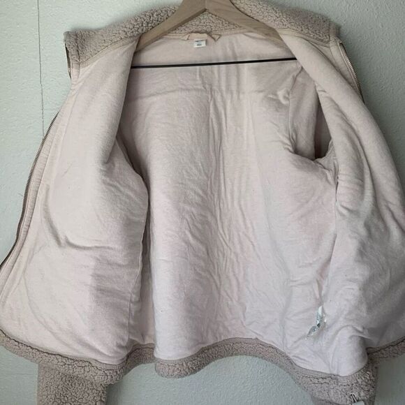 Old Navy (L) Cozy Active Light Pink Sherpa Full Rose Gold Zip Jacket, Large - Picture 7 of 8